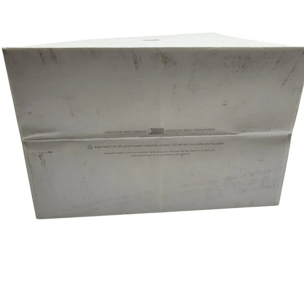 Apple Store Shopping Bag Gift Bag 11X8X5 White Grey Paper Reusable